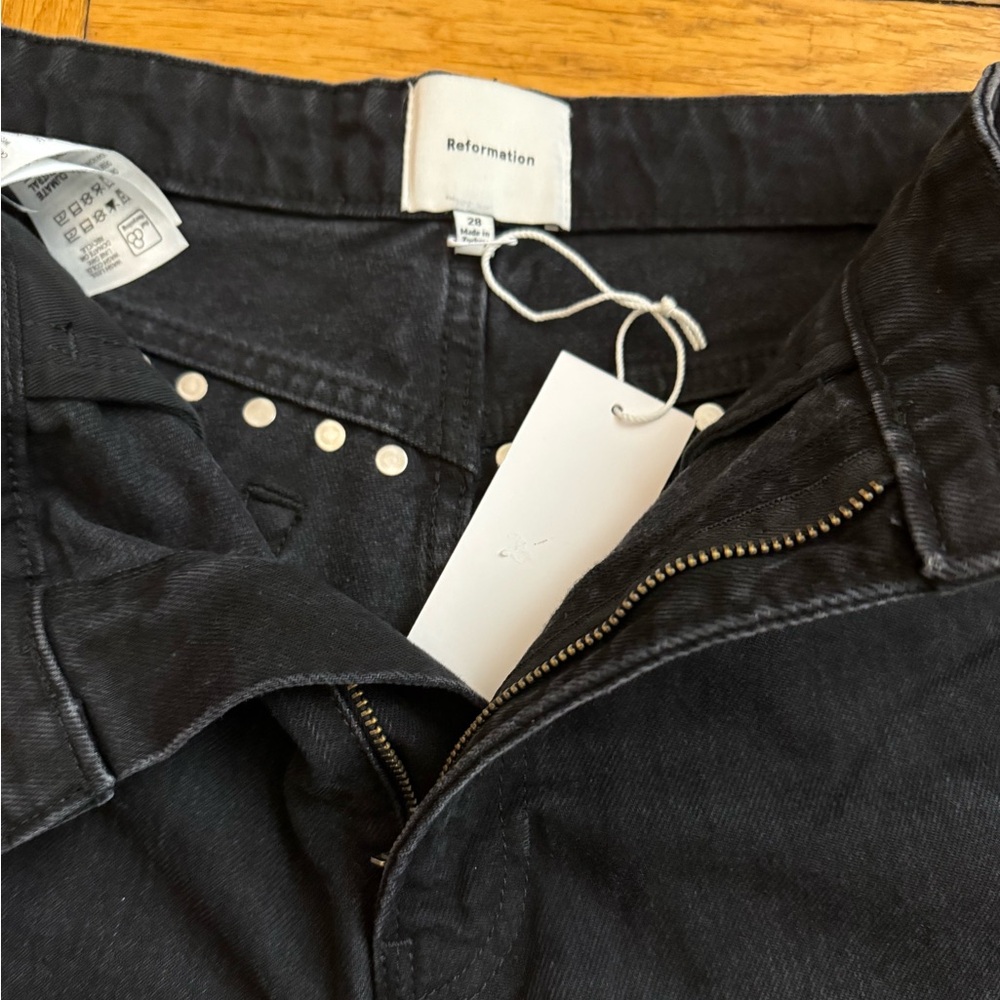 Reformation Black Stud-Trim Wide-Leg Jeans - Picture 9 of 14